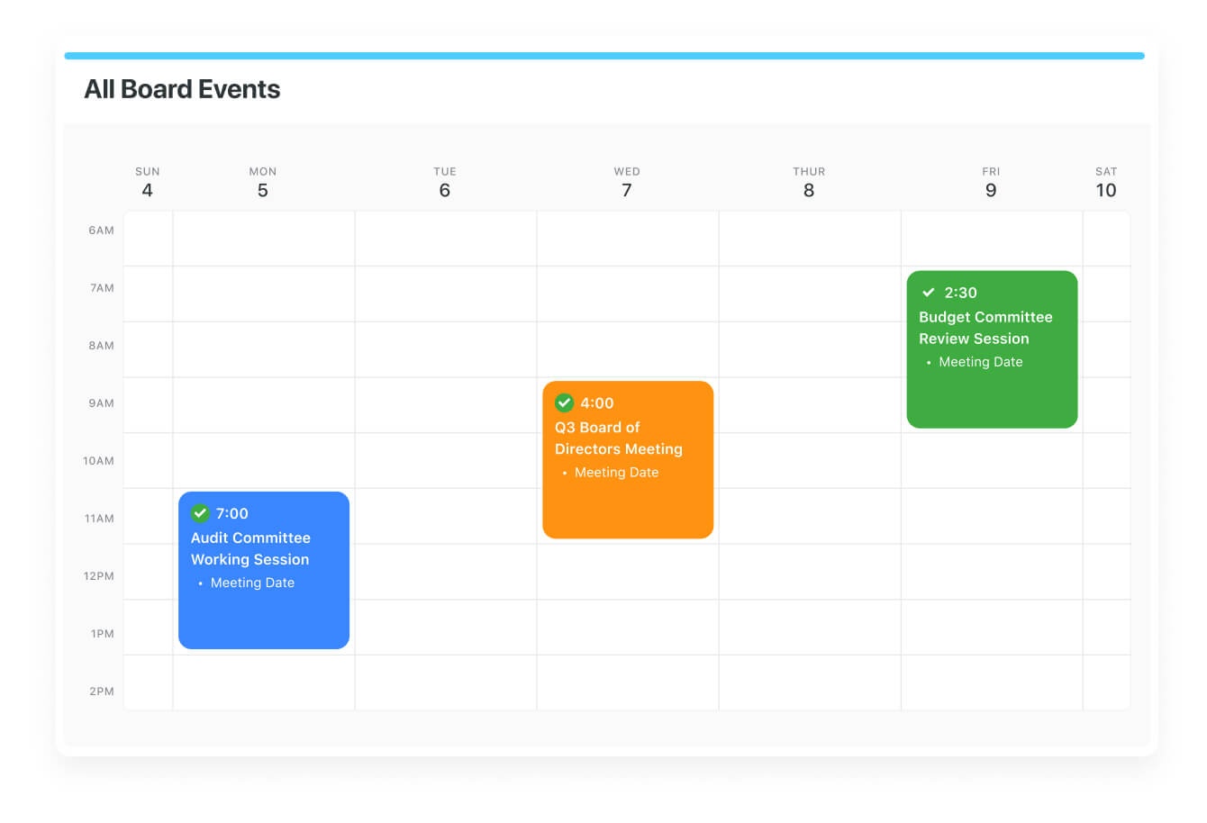 Calendar view: All Board Events
