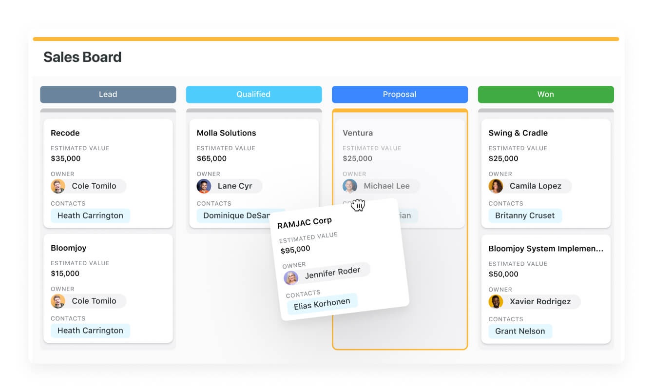 Kanban view: Sales Board